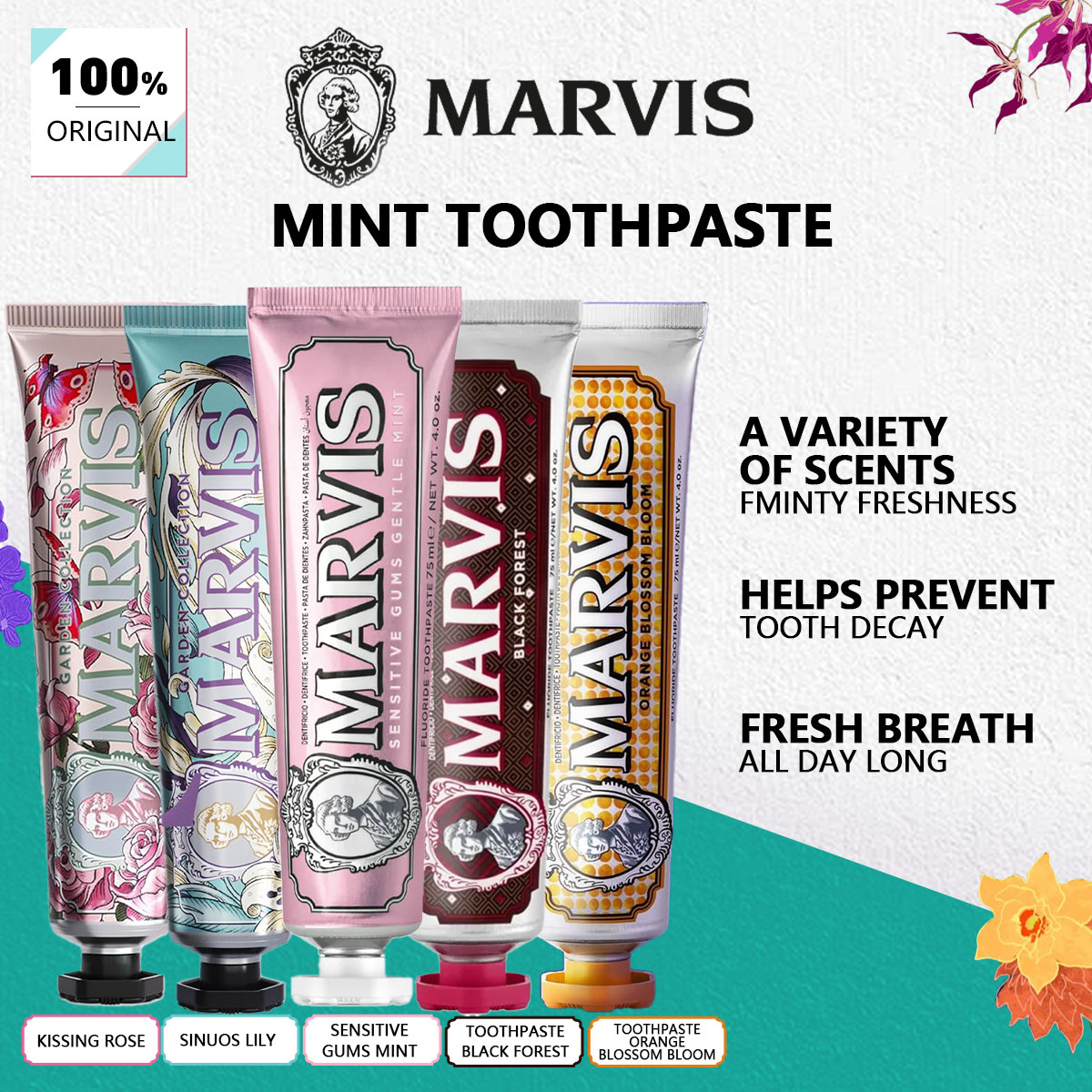 Marvis Toothpaste 75ml,Silky S - Teeth Whitening Thailand 리뷰 및 가격