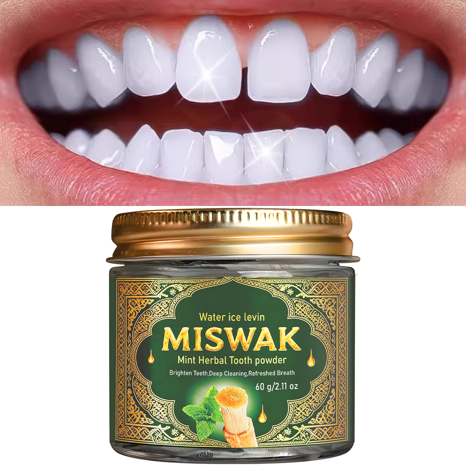 Miswak Mint Herbal Tooth Powde - Teeth Whitening Thailand 리뷰 및 가격